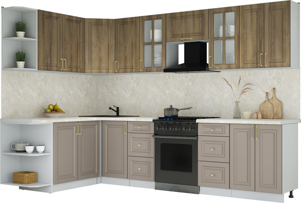 Изображение товара Кухонный гарнитур Интерлиния Мила Шато 1.7x3.0 LV (дуб вотан/луна/опал светлый)