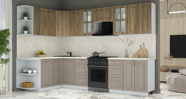 Изображение товара Кухонный гарнитур Интерлиния Мила Шато 1.7x3.0 LV (дуб вотан/луна/опал светлый)