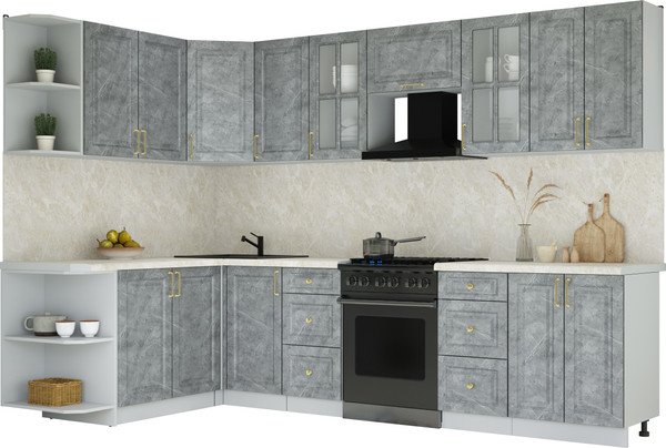 Изображение товара Кухонный гарнитур Интерлиния Мила Шато 1.7x3.0 LV (керамика/керамика/опал светлый)