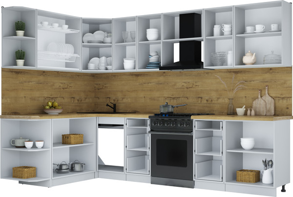 Изображение товара Кухонный гарнитур Интерлиния Мила Шато 1.7x3.0 LV (луна/дуб вотан/опал светлый)