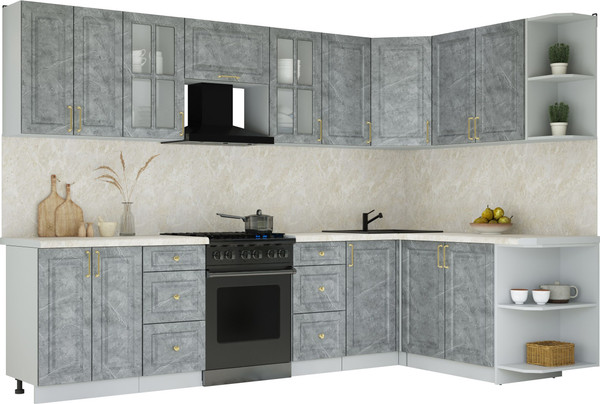 Изображение товара Кухонный гарнитур Интерлиния Мила Шато 1.7x3.0 PR (керамика/керамика/опал светлый)