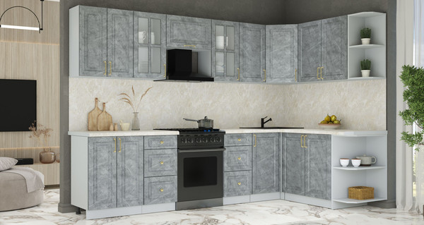 Изображение товара Кухонный гарнитур Интерлиния Мила Шато 1.7x3.0 PR (керамика/керамика/опал светлый)