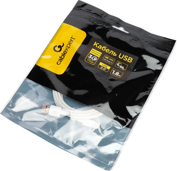 Изображение товара Кабель Cablexpert CC-USB2-AMCM-66W-1.8M-W (1.8м, белый)