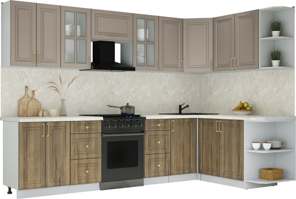 Изображение товара Кухонный гарнитур Интерлиния Мила Шато 1.7x3.0 PR (луна/дуб вотан/опал светлый)