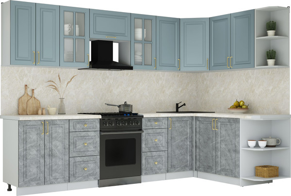 Изображение товара Кухонный гарнитур Интерлиния Мила Шато 1.7x3.0 PR (океан/керамика/опал светлый)