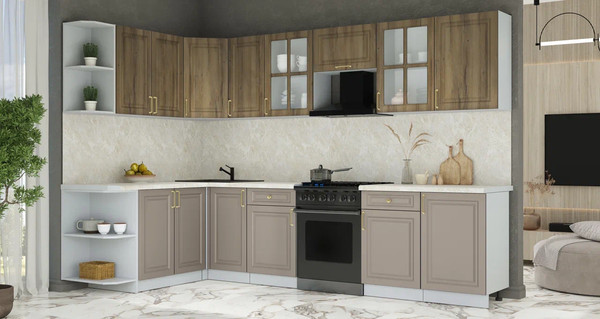 Изображение товара Кухонный гарнитур Интерлиния Мила Шато 1.7x3.1 LV (дуб вотан/луна/опал светлый)