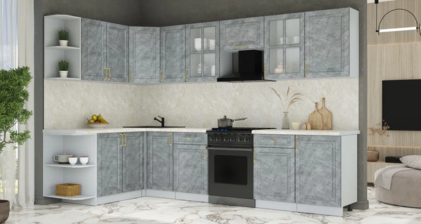 Изображение товара Кухонный гарнитур Интерлиния Мила Шато 1.7x3.1 LV (керамика/керамика/опал светлый)