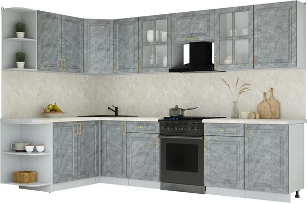 Изображение товара Кухонный гарнитур Интерлиния Мила Шато 1.7x3.1 LV (керамика/керамика/опал светлый)