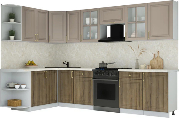 Изображение товара Кухонный гарнитур Интерлиния Мила Шато 1.7x3.1 LV (луна/дуб вотан/опал светлый)