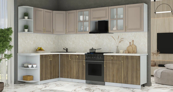 Изображение товара Кухонный гарнитур Интерлиния Мила Шато 1.7x3.1 LV (луна/дуб вотан/опал светлый)