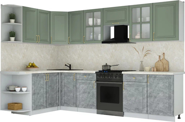 Изображение товара Кухонный гарнитур Интерлиния Мила Шато 1.7x3.1 LV (мята/керамика/опал светлый)