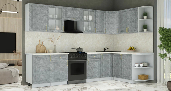 Изображение товара Кухонный гарнитур Интерлиния Мила Шато 1.7x3.1 PR (керамика/керамика/опал светлый)