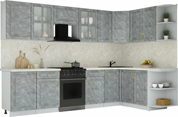 Изображение товара Кухонный гарнитур Интерлиния Мила Шато 1.7x3.1 PR (керамика/керамика/опал светлый)