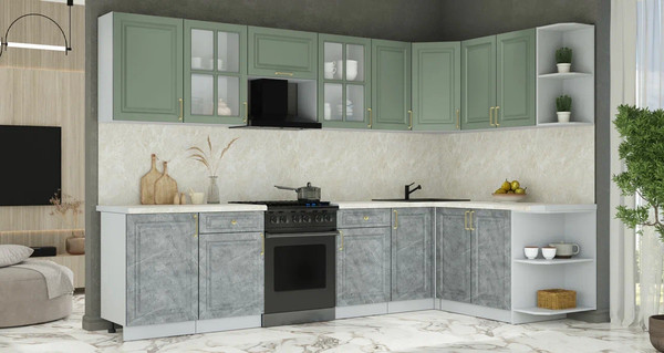 Изображение товара Кухонный гарнитур Интерлиния Мила Шато 1.7x3.1 PR (мята/керамика/опал светлый)