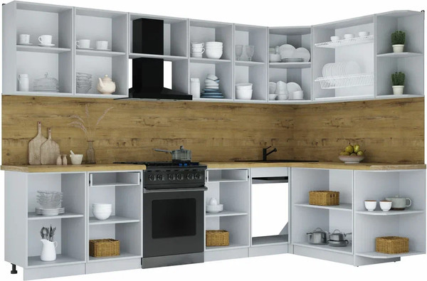 Изображение товара Кухонный гарнитур Интерлиния Мила Шато 1.7x3.1 PR (океан/керамика/опал светлый)