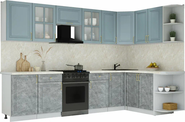 Изображение товара Кухонный гарнитур Интерлиния Мила Шато 1.7x3.1 PR (океан/керамика/опал светлый)