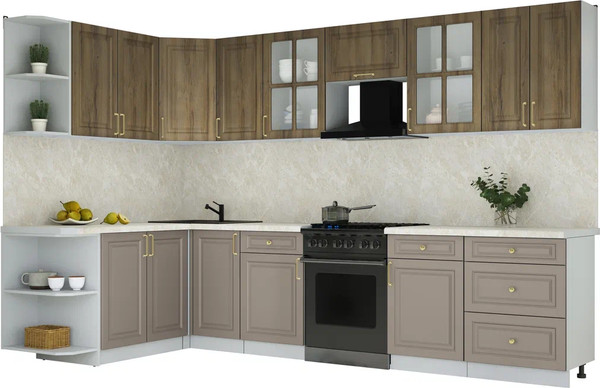 Изображение товара Кухонный гарнитур Интерлиния Мила Шато 1.7x3.2 LV (дуб вотан/луна/опал светлый)