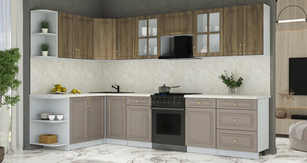 Изображение товара Кухонный гарнитур Интерлиния Мила Шато 1.7x3.2 LV (дуб вотан/луна/опал светлый)