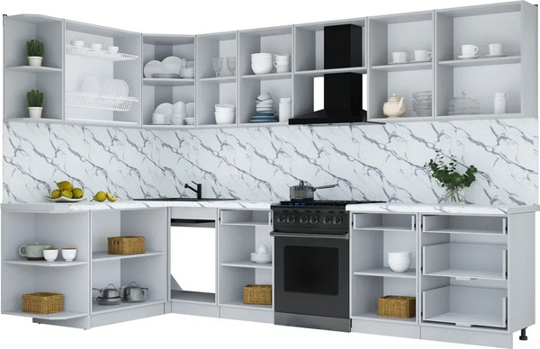 Изображение товара Кухонный гарнитур Интерлиния Мила Шато 1.7x3.2 LV (луна/дуб вотан/опал светлый)