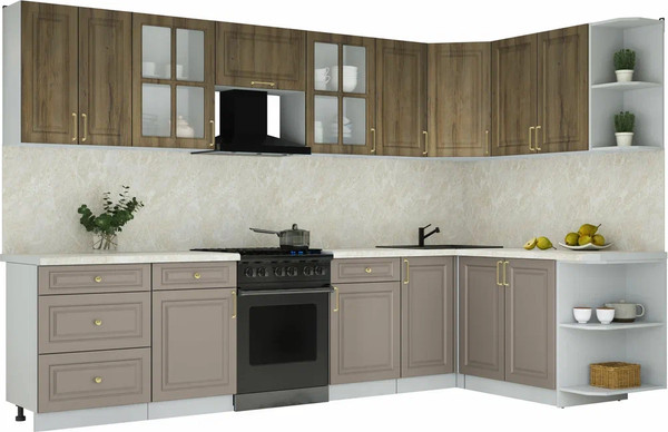 Изображение товара Кухонный гарнитур Интерлиния Мила Шато 1.7x3.2 PR (дуб вотан/луна/опал светлый)