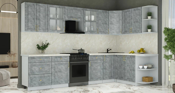 Изображение товара Кухонный гарнитур Интерлиния Мила Шато 1.7x3.2 PR (керамика/керамика/опал светлый)