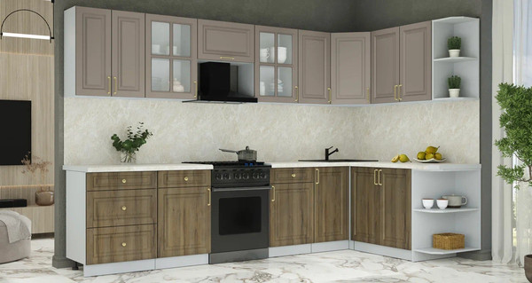 Изображение товара Кухонный гарнитур Интерлиния Мила Шато 1.7x3.2 PR (луна/дуб вотан/опал светлый)