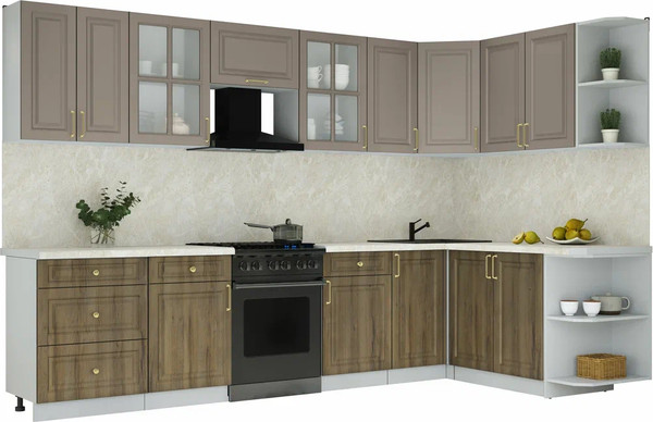 Изображение товара Кухонный гарнитур Интерлиния Мила Шато 1.7x3.2 PR (луна/дуб вотан/опал светлый)