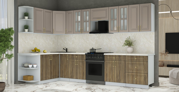 Изображение товара Кухонный гарнитур Интерлиния Мила Шато 1.7x3.3 LV (луна/дуб вотан/опал светлый)