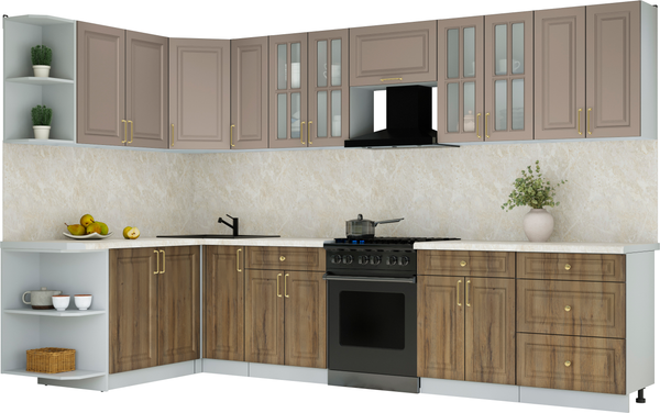 Изображение товара Кухонный гарнитур Интерлиния Мила Шато 1.7x3.3 LV (луна/дуб вотан/опал светлый)