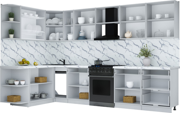 Изображение товара Кухонный гарнитур Интерлиния Мила Шато 1.7x3.3 LV (океан/керамика/опал светлый)