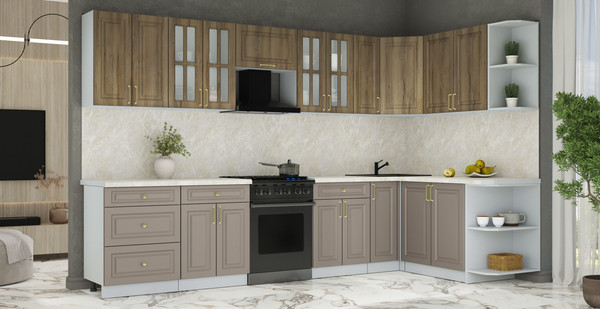 Изображение товара Кухонный гарнитур Интерлиния Мила Шато 1.7x3.3 PR (дуб вотан/луна/опал светлый)