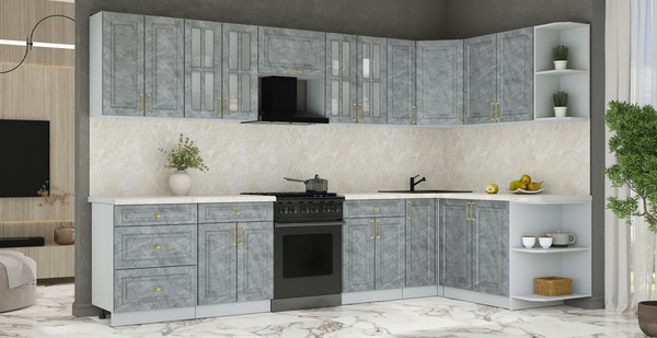 Изображение товара Кухонный гарнитур Интерлиния Мила Шато 1.7x3.3 PR (керамика/керамика/опал светлый)