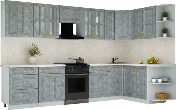 Изображение товара Кухонный гарнитур Интерлиния Мила Шато 1.7x3.3 PR (керамика/керамика/опал светлый)