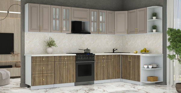 Изображение товара Кухонный гарнитур Интерлиния Мила Шато 1.7x3.3 PR (луна/дуб вотан/опал светлый)