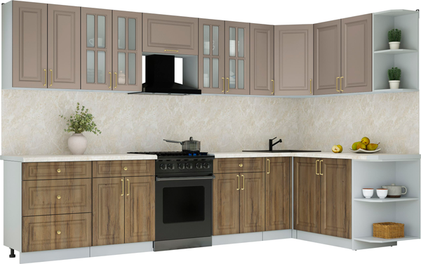 Изображение товара Кухонный гарнитур Интерлиния Мила Шато 1.7x3.3 PR (луна/дуб вотан/опал светлый)