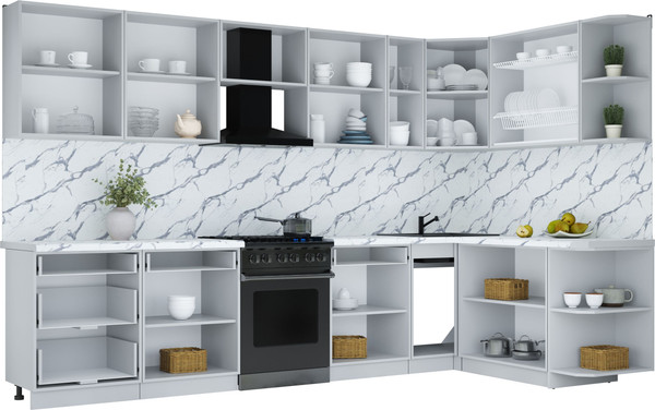 Изображение товара Кухонный гарнитур Интерлиния Мила Шато 1.7x3.3 PR (мята/керамика/опал светлый)