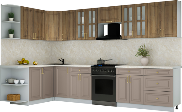 Изображение товара Кухонный гарнитур Интерлиния Мила Шато 1.7x3.4 LV (дуб вотан/луна/опал светлый)