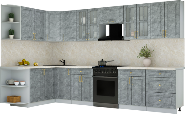 Изображение товара Кухонный гарнитур Интерлиния Мила Шато 1.7x3.4 LV (керамика/керамика/опал светлый)