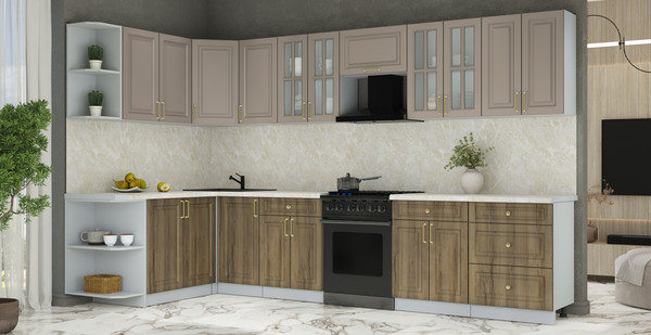 Изображение товара Кухонный гарнитур Интерлиния Мила Шато 1.7x3.4 LV (луна/дуб вотан/опал светлый)