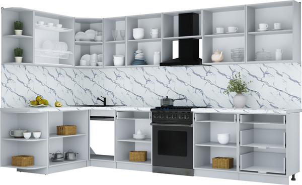 Изображение товара Кухонный гарнитур Интерлиния Мила Шато 1.7x3.4 LV (мята/керамика/опал светлый)