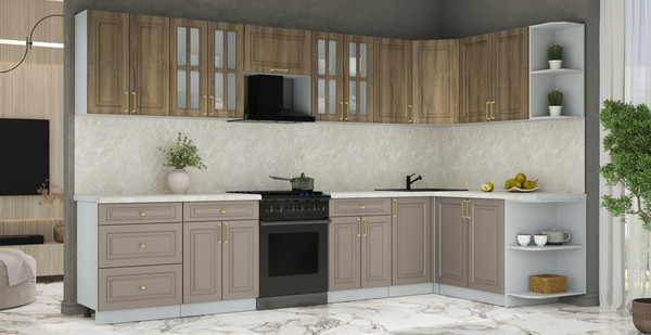 Изображение товара Кухонный гарнитур Интерлиния Мила Шато 1.7x3.4 PR (дуб вотан/луна/опал светлый)