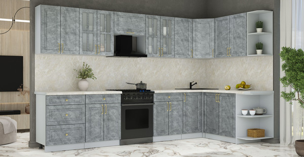 Изображение товара Кухонный гарнитур Интерлиния Мила Шато 1.7x3.4 PR (керамика/керамика/опал светлый)