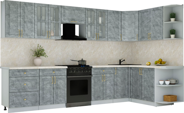 Изображение товара Кухонный гарнитур Интерлиния Мила Шато 1.7x3.4 PR (керамика/керамика/опал светлый)