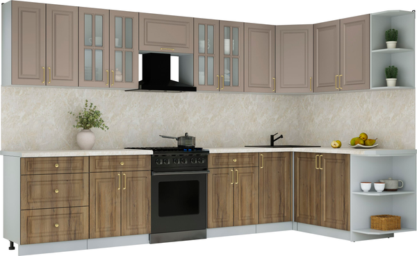 Изображение товара Кухонный гарнитур Интерлиния Мила Шато 1.7x3.4 PR (луна/дуб вотан/опал светлый)