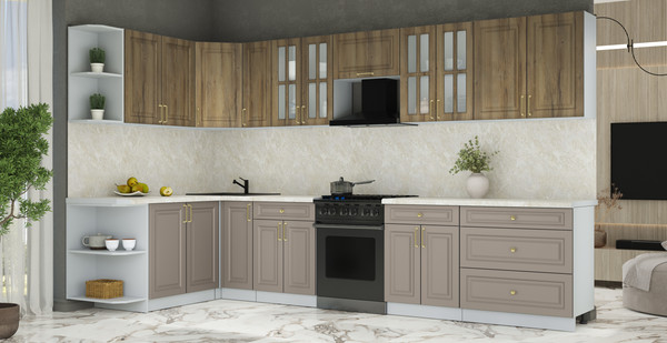 Изображение товара Кухонный гарнитур Интерлиния Мила Шато 1.7x3.5 LV (дуб вотан/луна/опал светлый)