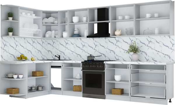 Изображение товара Кухонный гарнитур Интерлиния Мила Шато 1.7x3.5 LV (индиго/черный/белый гранит)