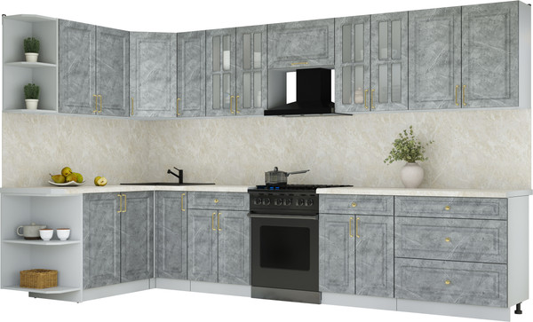 Изображение товара Кухонный гарнитур Интерлиния Мила Шато 1.7x3.5 LV (керамика/керамика/опал светлый)