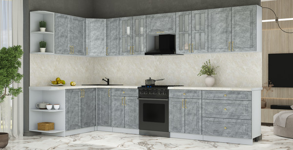 Изображение товара Кухонный гарнитур Интерлиния Мила Шато 1.7x3.5 LV (керамика/керамика/опал светлый)