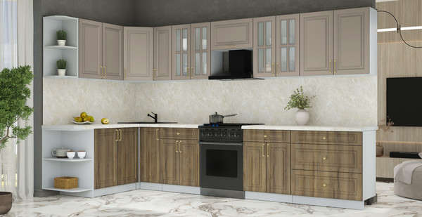 Изображение товара Кухонный гарнитур Интерлиния Мила Шато 1.7x3.5 LV (луна/дуб вотан/опал светлый)