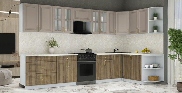 Изображение товара Кухонный гарнитур Интерлиния Мила Шато 1.7x3.5 PR (луна/дуб вотан/опал светлый)